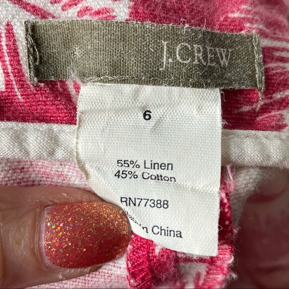 J. CREW raspberry pink leaf print linen blend skirt size 6 spring summer casual - Picture 4 of 4